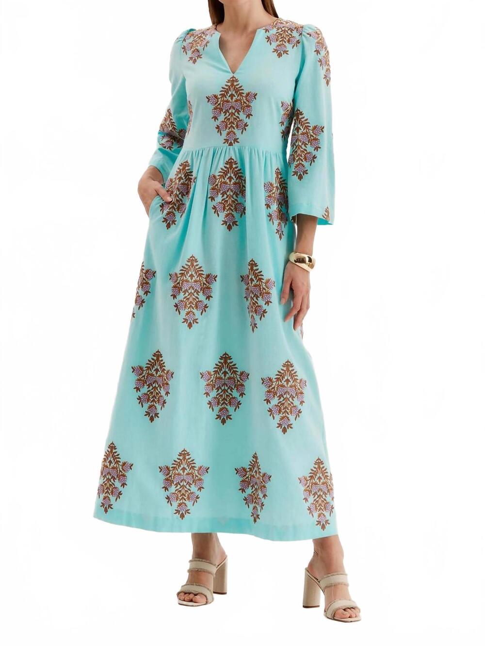 NEW TYLER BOE lana embroidered maxi dress in island paradise